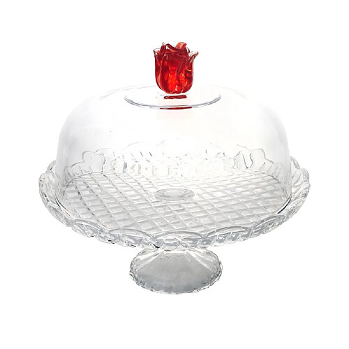 Table Passion Cloche sur pied Rose en verre 30 cm