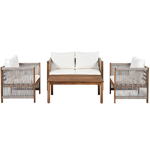DZMDIP Ensemble salon de jardin – Canapé double + 2 fauteuils + table – Coussins confortables