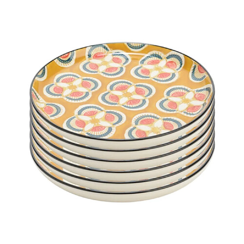 Amadeus Assiette dessert Imany jaune 21 cm - 5 dont 1 offerte (lot de 6)
