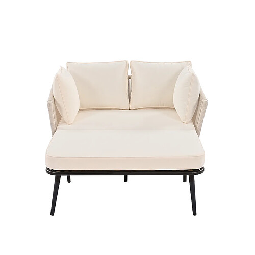 DZMDIP Canapé de jardin avec 2 coussins et 2 galettes – Coussins amovibles et lavables – Beige