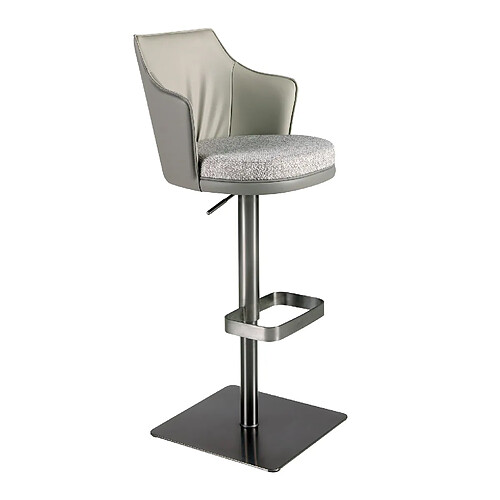 Angel Cerda Tabouret pivotant en tissu gris marbré et similicuir gris foncé