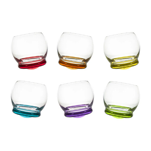 Table Passion Coffret de 6 verres mini Culbuto 6 cl avec fonds colorés assortis