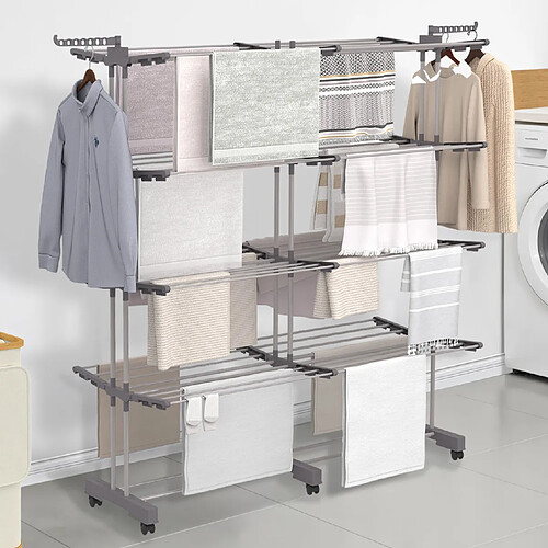 Idmarket Séchoir à linge MAXI gris