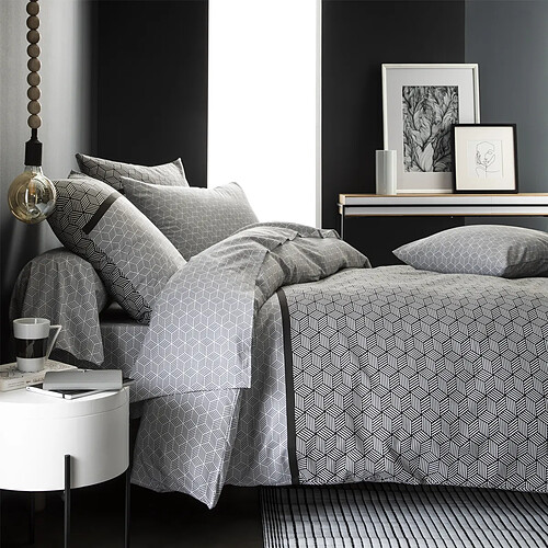 Origin Housse de couette en Bambou - 140 x 200 cm - Blanc et noir
