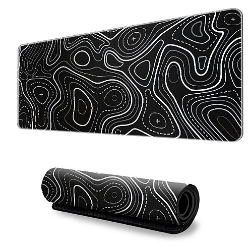 INF Grand tapis de souris – Tapis de bureau avec motif topographique Black M