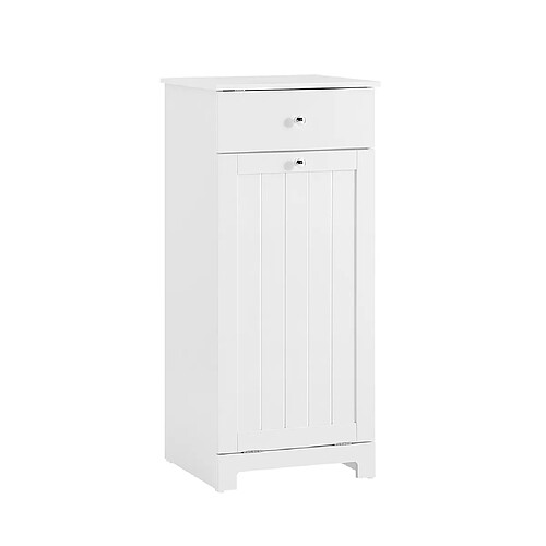 SoBuy Meuble de salle de bain avec panier à linge blanc 40.0x38.0x90.0 cm