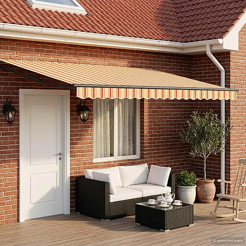 vidaXL Store rétractable manuel avec LEDs Multicolore 4 × 3 m