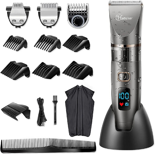 Hatteker RFC-690 Tondeuse Cheveux et Barbe 3 en 1 Avec Cape de Coiffure