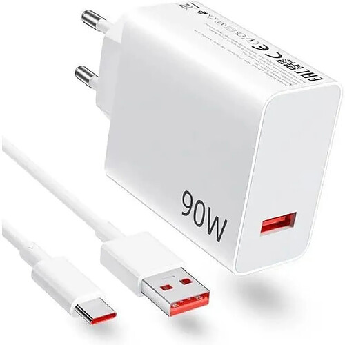 Wanli Chargeur mural USB Xiaomi 90W - Charge rapide - Câble données USB 1m
