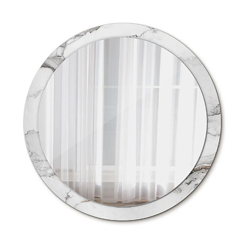 Tulup Miroir mural rond marbre blanc - Blanc