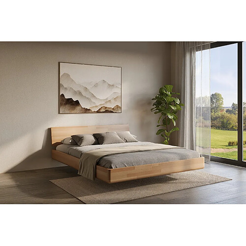 Visby Lit flottant en hêtre massif LENA / 200x200 cm, couleur naturelle