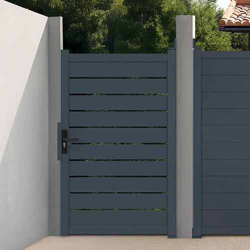 Idmarket Portillon 100x160 cm en aluminium ajouré gris anthracite
