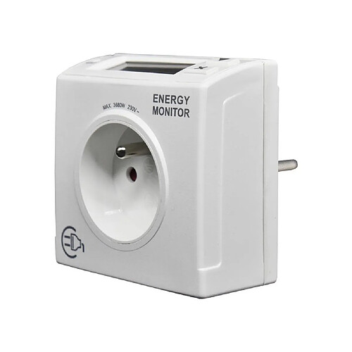 GAO Moniteur d'énergie 16A 3680W - Écran LCD supérieur - Blanc
