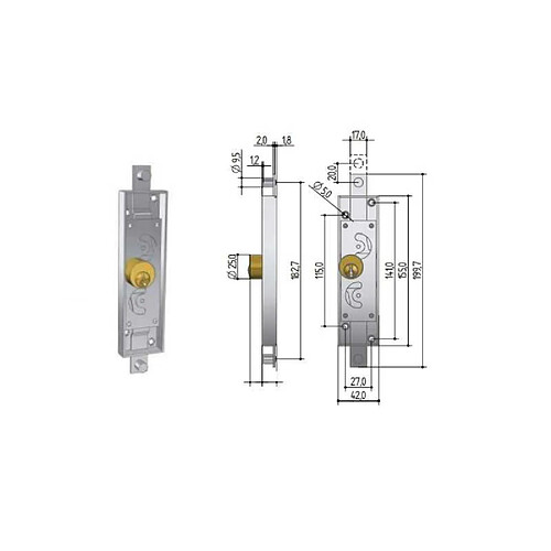 PREFER PRE6110.0100 - Serrure mortaise porte basculante - Cylindre laiton
