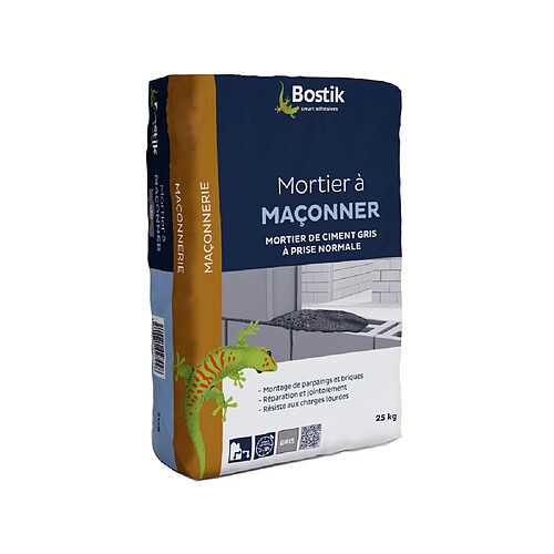 BOSTIK Mortier Maçonnerie 25 kg - Mortier Ciment Gris