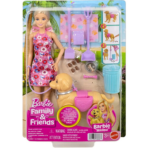 Barbie Famille & Amis Promenade & Potty Ensemble de Jeu avec Poupée et Accessoires