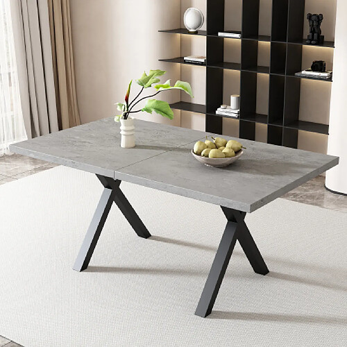 Merax Table à Manger -table à Pieds Croisés-en Fer Forgé-130kg De Charge-gris Et Noir