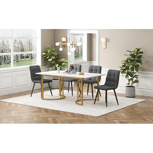 Merax Table à Manger Extensible 140/180x80cm-industriel-structure Acier Robust-blanc