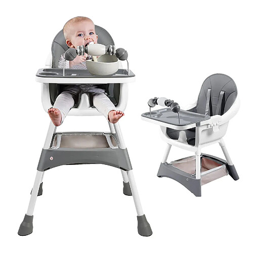 SOUNDSWEALTH Chaise haute bébé évolutive – chaise de repas et de jeu avec plateau double couche et suppo