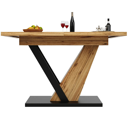Merax Table à Manger Extensible-4-6 Personnes-120-160 cm-Piètement en V-Naturel