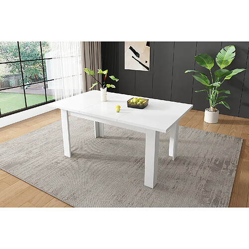 Merax Table à Manger 120x70cm-avec Espace De Rangement-table à Manger Rectangulair-blanche