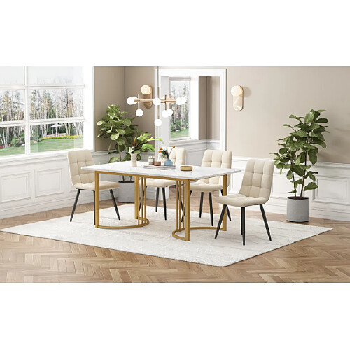 Merax Table à Manger Extensible Avec Rangement-table à Manger Rectangulaire-aspect Béton-bois