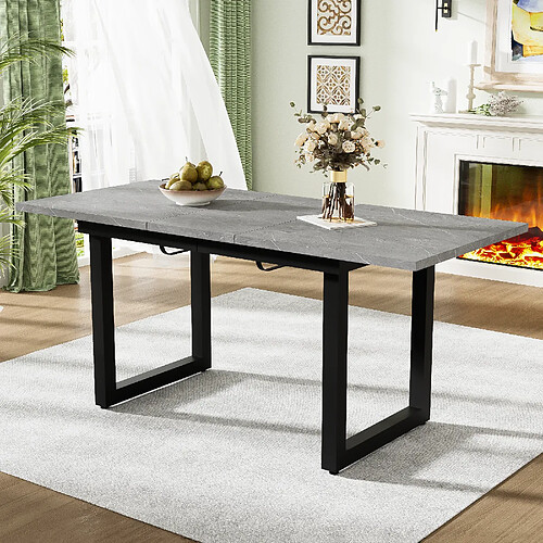 Merax Table à Manger Extensible 140/180x80cm-industriel-structure Acier Robust-aspect Béton