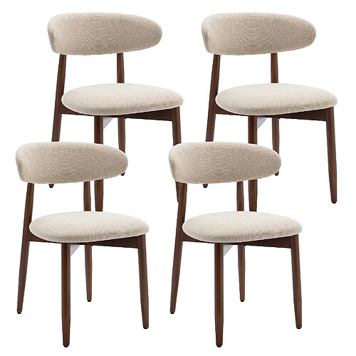 Smartue Lot de 4 Chaises de Salle à Manger Beige, pieds en bois, 81×56.4×52.6 cm