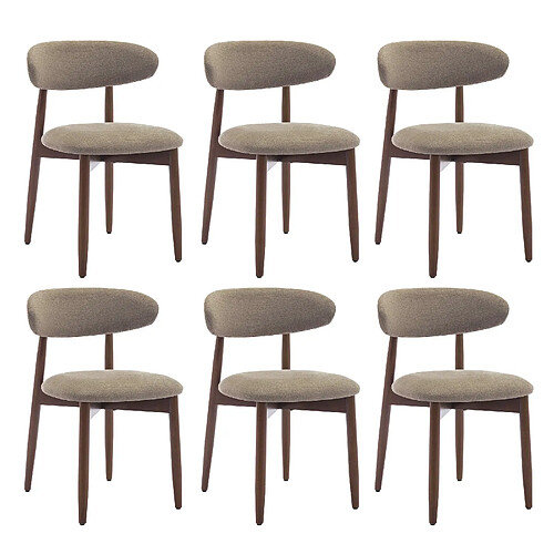 Smartue Lot de 6 Chaises de Salle à Manger Camel, pieds en bois, 81×56.4×52.6 cm