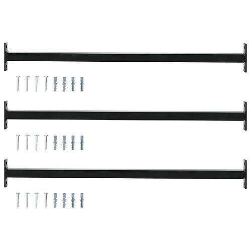 vidaXL Barre de sécurité de fenêtre réglable 3 pcs Noir Acier