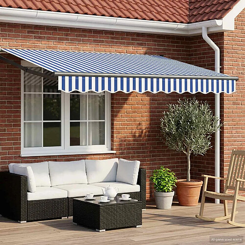 vidaXL Auvent rétractable électrique Bleu et Blanc 3,5 x 2 m