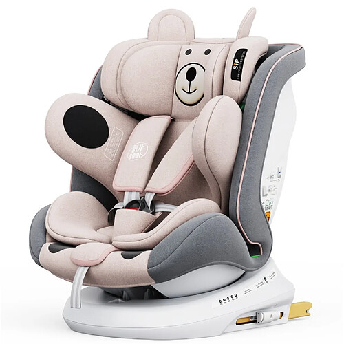 Siège auto BUF BOOF® P100 PinkBear -Size R129 40–150 cm, 360°, ISOFIX