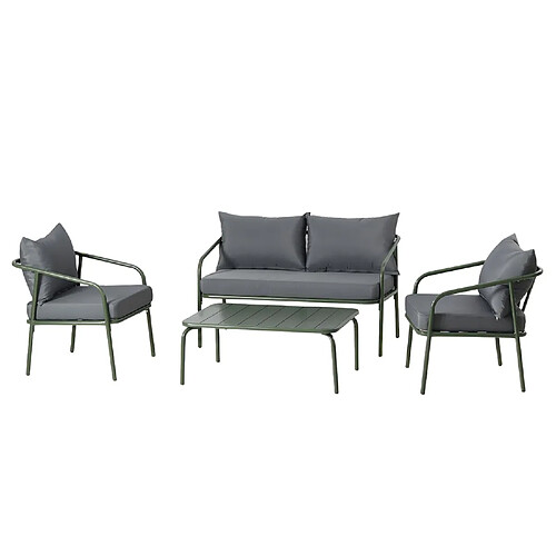Concept Usine Salon de jardin 4 places kaki BERGAME