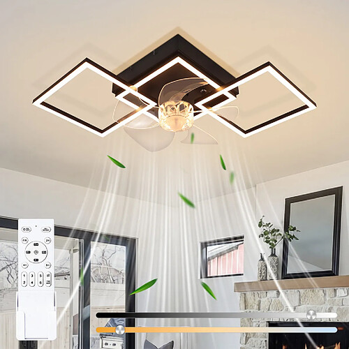 ZMH Ventilateur de plafond LED avec éclairage 68 cm 6 vitesses avec télécommande