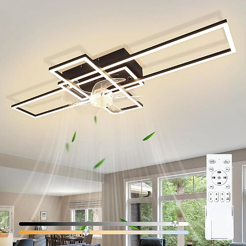 ZMH Ventilateur de plafond LED avec éclairage 94 cm 6 vitesses avec télécommande