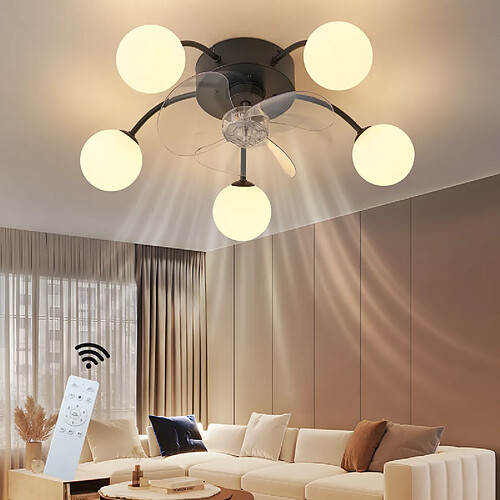 ZMH Ventilateur de plafond 6 vitesses avec éclairage télécommande (Sans Ampoule)