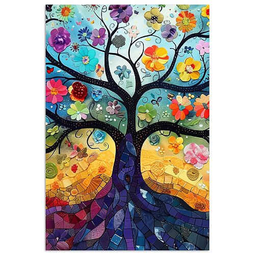 Muchowow Arbre de vie - Fleurs - Hippie - 20x30 cm
