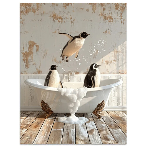 Muchowow Vintage Pingouin bain - 60x60 cm