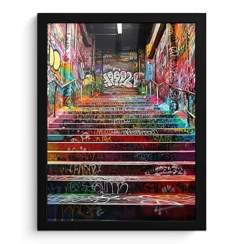 Muchowow Escaliers Graffiti Couleurs - 30x40 cm
