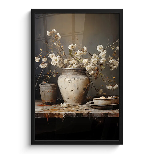 Muchowow Nature morte - Fleurs - Bouquet - Vase - Vin - 40x60 cm