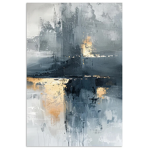 Muchowow Art - Gris - Or - Abstrait - 20x30 cm