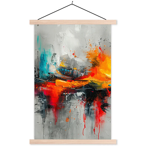 Muchowow Art moderne orange gris abstrait - 60 x 90 cm
