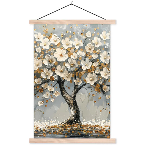 Muchowow Arbre - Fleurs - Blanc - Nature - Art - 40x60 cm