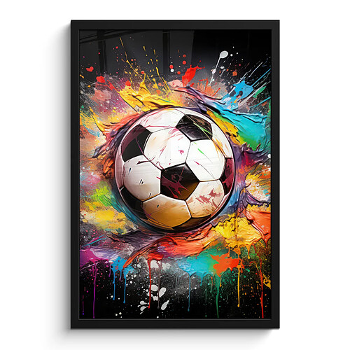 Muchowow Football - Peinture - Couleurs - Noir - Blanc - 40 x 60 cm