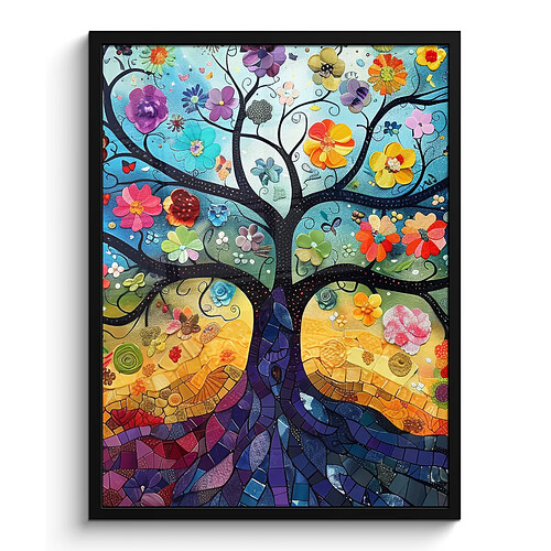 Muchowow Arbre de vie - Fleurs - Hippie - 60 x 80 cm