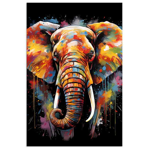 Muchowow Éléphant Graffiti Noir - 80 x 120 cm