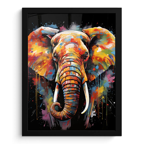 Muchowow Éléphant graffiti noir - 30x40 cm
