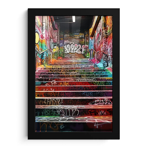 Muchowow Escaliers Graffiti Couleurs - 20x30 cm