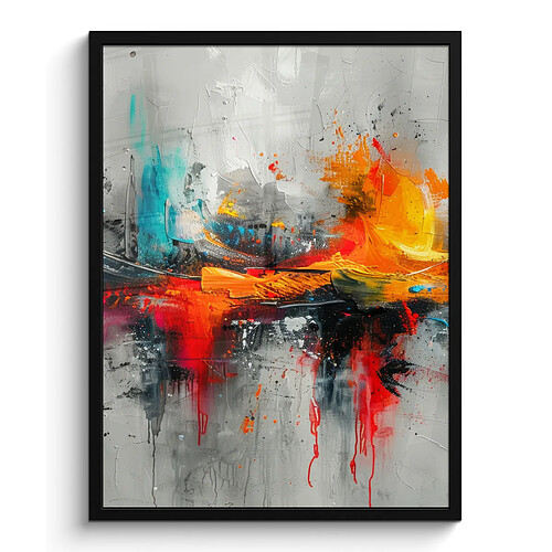 Muchowow Art moderne abstrait orange gris - 60 x 80 cm