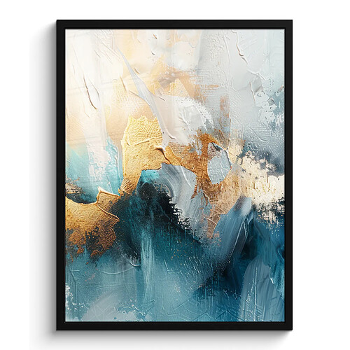 Muchowow Abstrait - Art - Or - Bleu - 60 x 90 cm